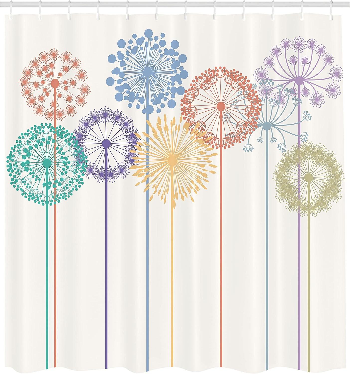 imageAmbesonne Feminine Shower Curtain Design in The Palace of The Cartoon Bathtub Cabinet Mirror Washroom Cloth Fabric Bathroom Decor Set with Hooks 69 W x 75 L Beige PinkDark Seafoam