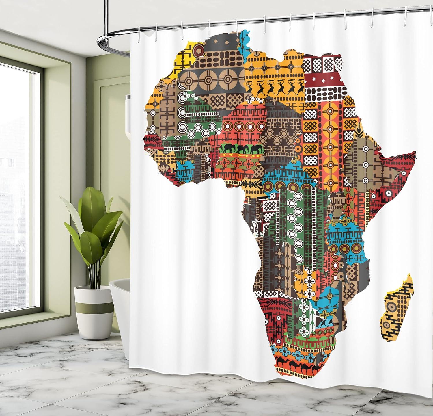 imageAmbesonne Feminine Shower Curtain Design in The Palace of The Cartoon Bathtub Cabinet Mirror Washroom Cloth Fabric Bathroom Decor Set with Hooks 69 W x 75 L Beige PinkEarth Yellow