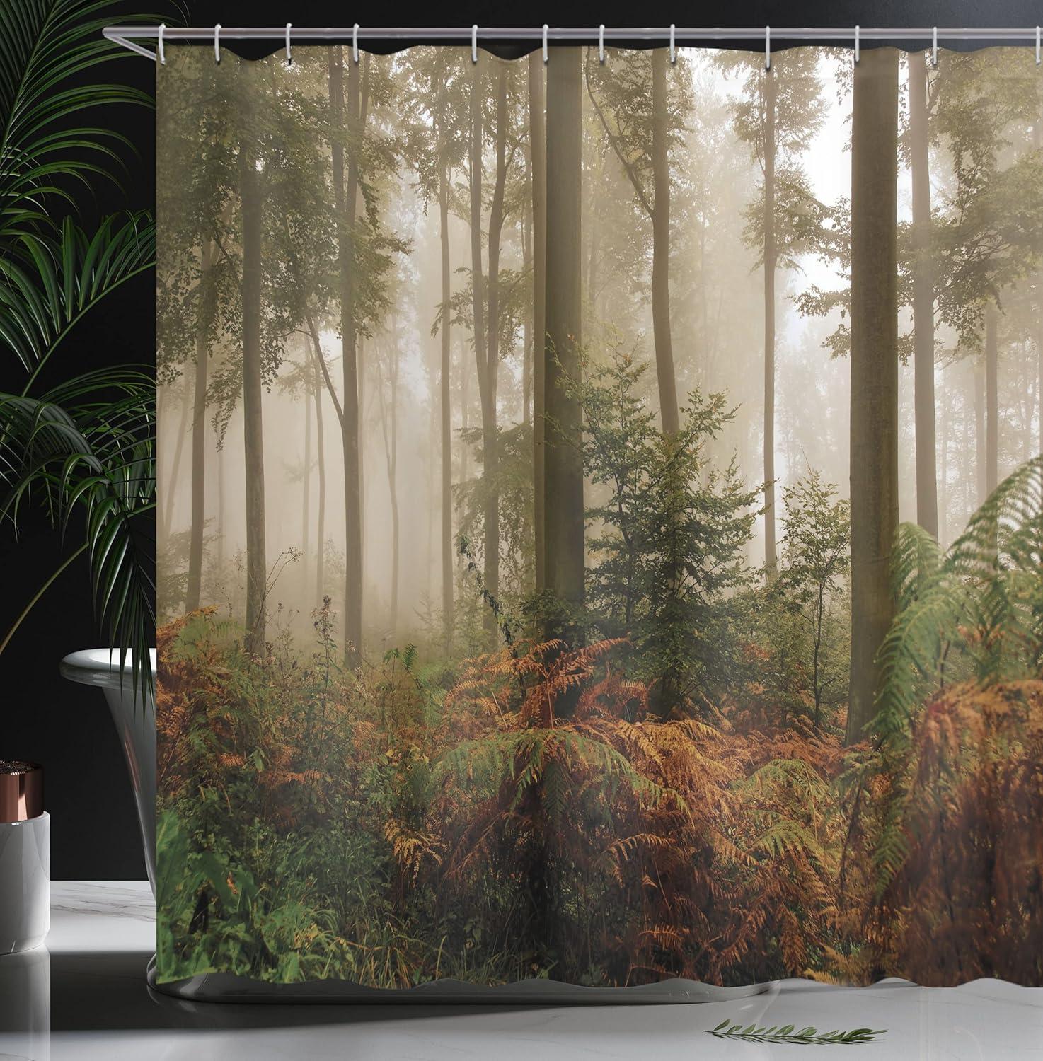 imageAmbesonne Feminine Shower Curtain Design in The Palace of The Cartoon Bathtub Cabinet Mirror Washroom Cloth Fabric Bathroom Decor Set with Hooks 69 W x 75 L Beige PinkOrange Brown