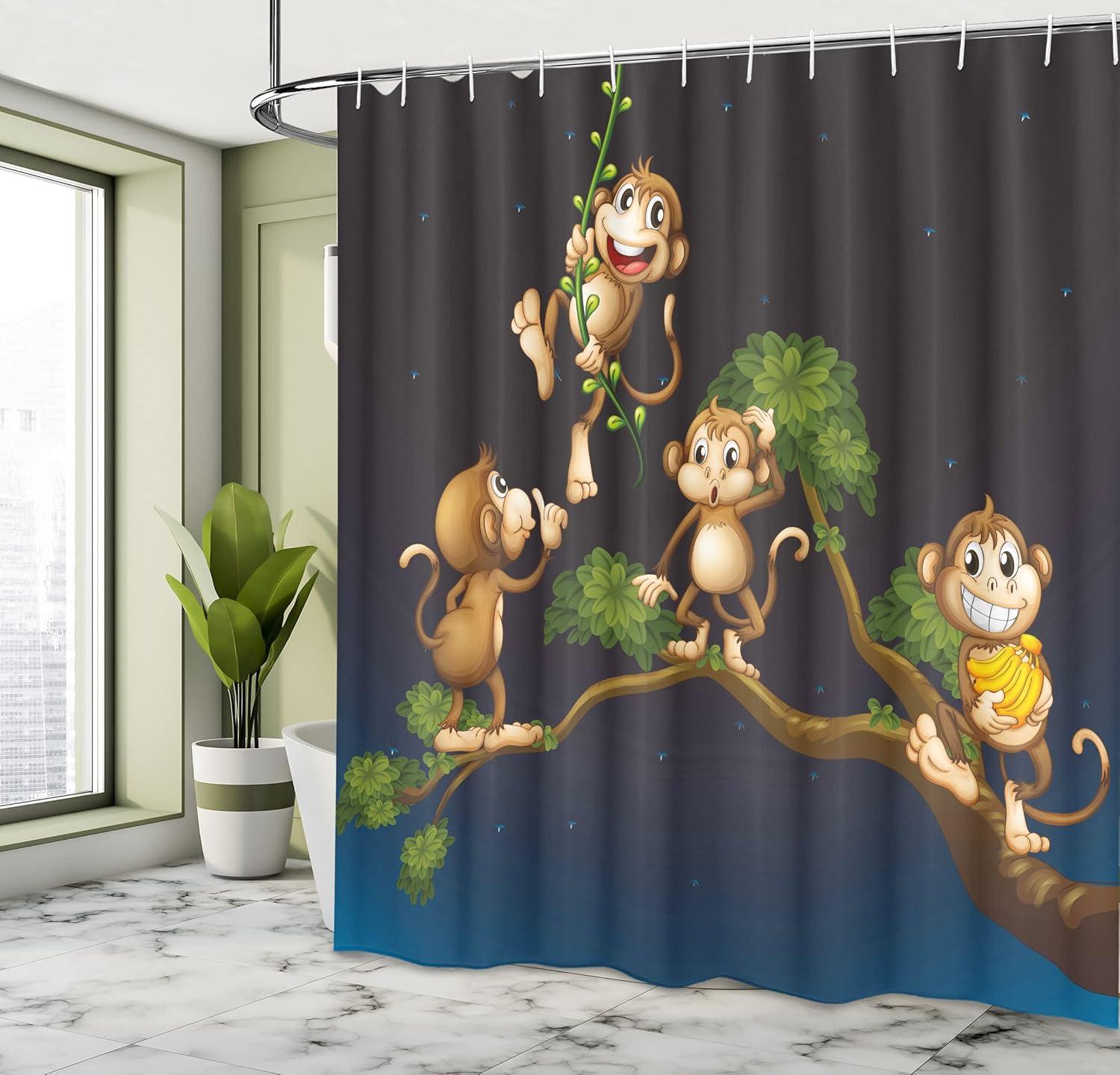 imageAmbesonne Feminine Shower Curtain Design in The Palace of The Cartoon Bathtub Cabinet Mirror Washroom Cloth Fabric Bathroom Decor Set with Hooks 69 W x 75 L Beige PinkBlue Caramel