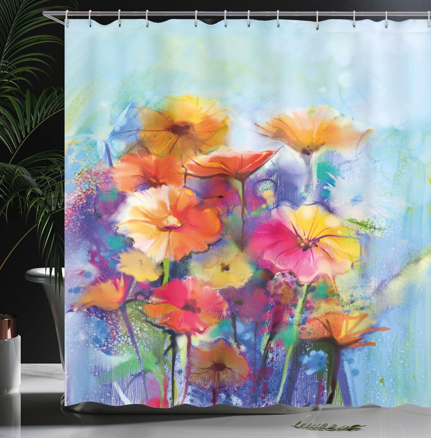 imageAmbesonne Feminine Shower Curtain Design in The Palace of The Cartoon Bathtub Cabinet Mirror Washroom Cloth Fabric Bathroom Decor Set with Hooks 69 W x 75 L Beige PinkBlue Purple