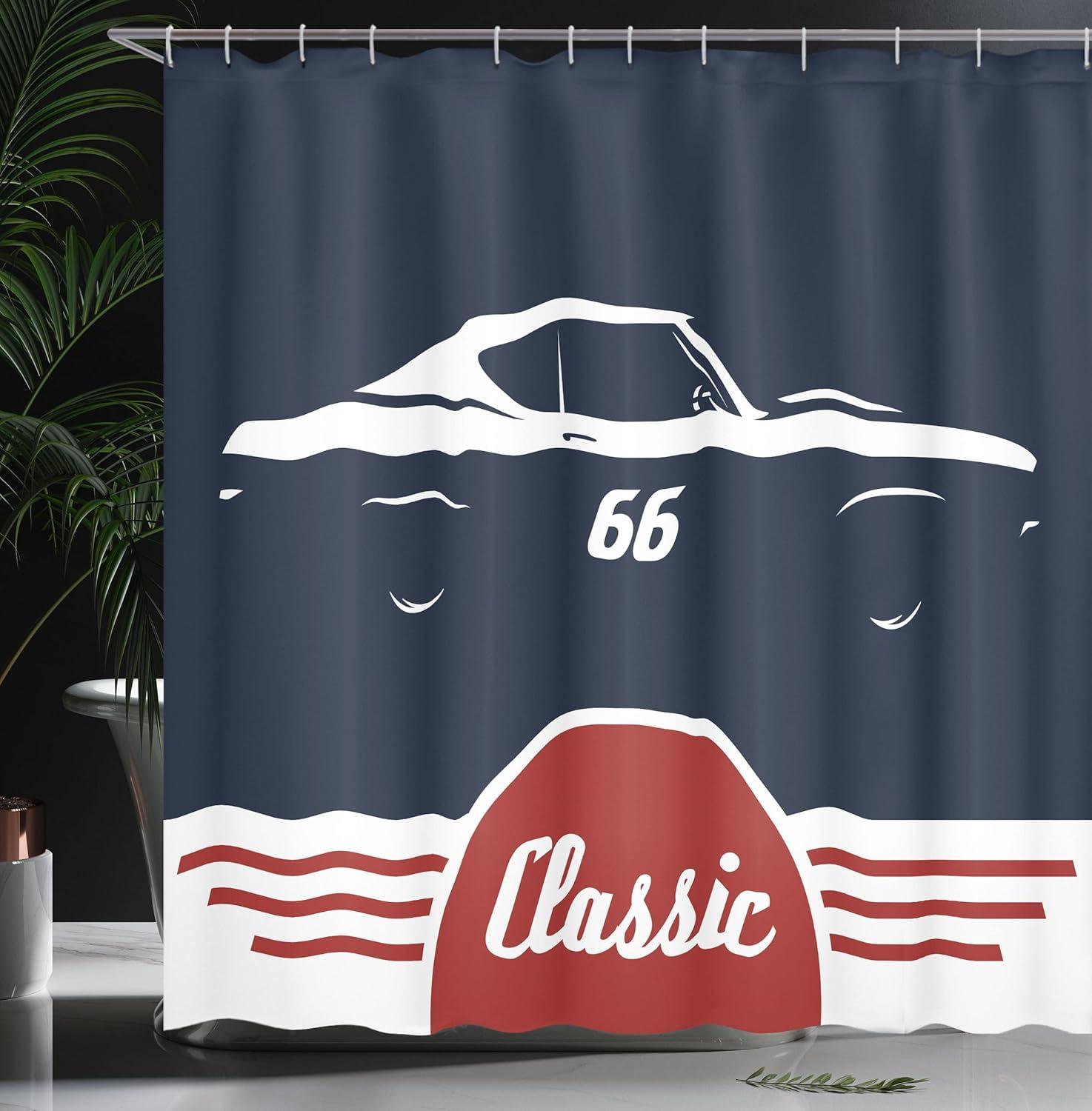 imageAmbesonne Feminine Shower Curtain Design in The Palace of The Cartoon Bathtub Cabinet Mirror Washroom Cloth Fabric Bathroom Decor Set with Hooks 69 W x 75 L Beige PinkDark Blue