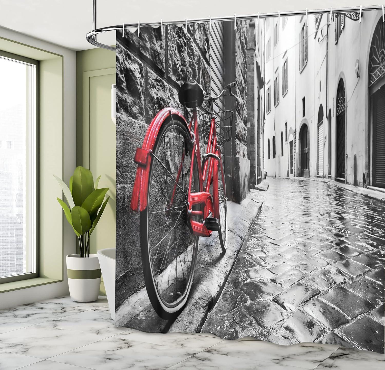imageAmbesonne Feminine Shower Curtain Design in The Palace of The Cartoon Bathtub Cabinet Mirror Washroom Cloth Fabric Bathroom Decor Set with Hooks 69 W x 75 L Beige PinkWhite Black