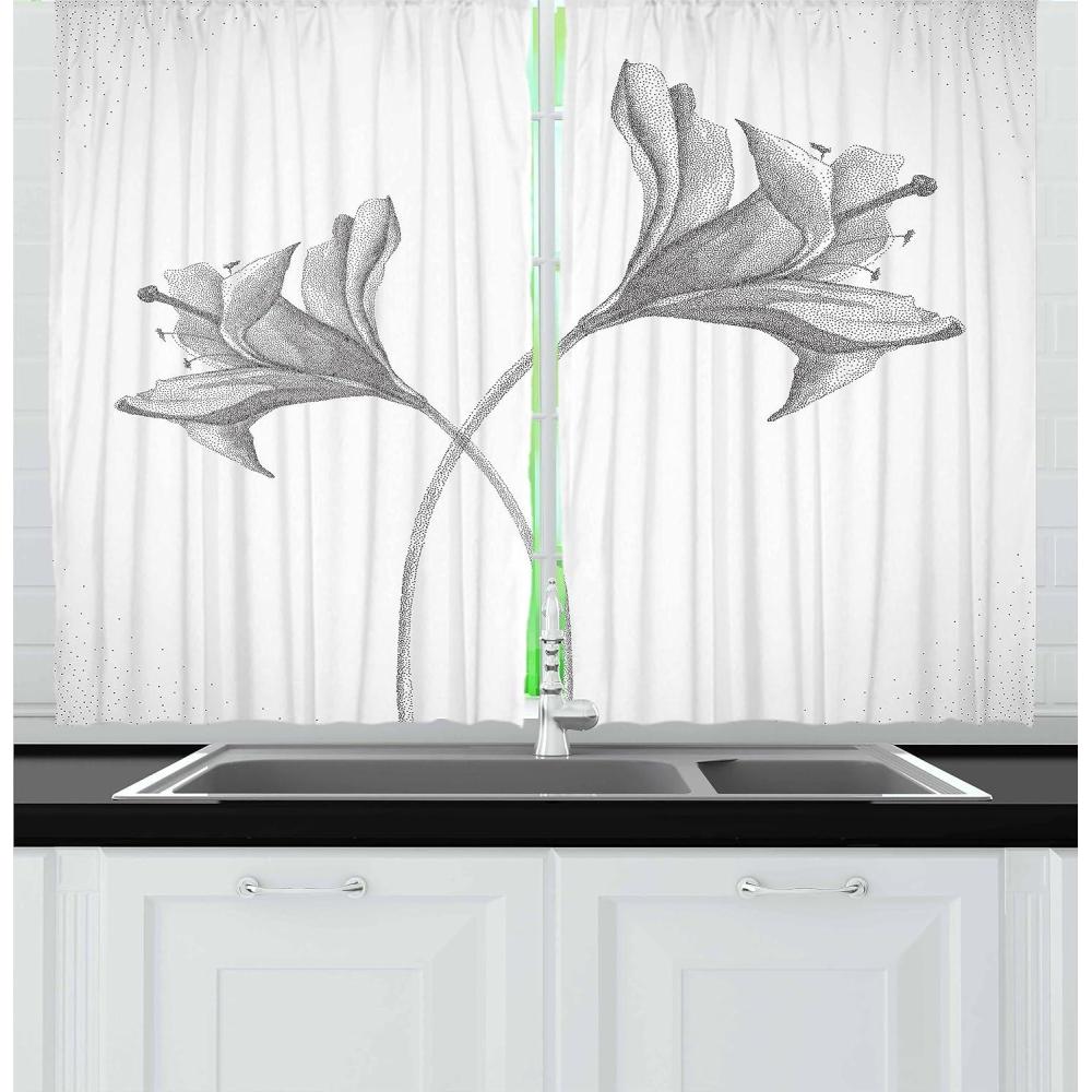 imageAmbesonne Cartoon Kitchen Curtains Parachute Landscape Mountain River Clouds Palm Trees Kids Nursery Image Landscape Window Drapes 2 Panel Set for Kitchen Cafe Decor 55 X 39 BlueDimgrey