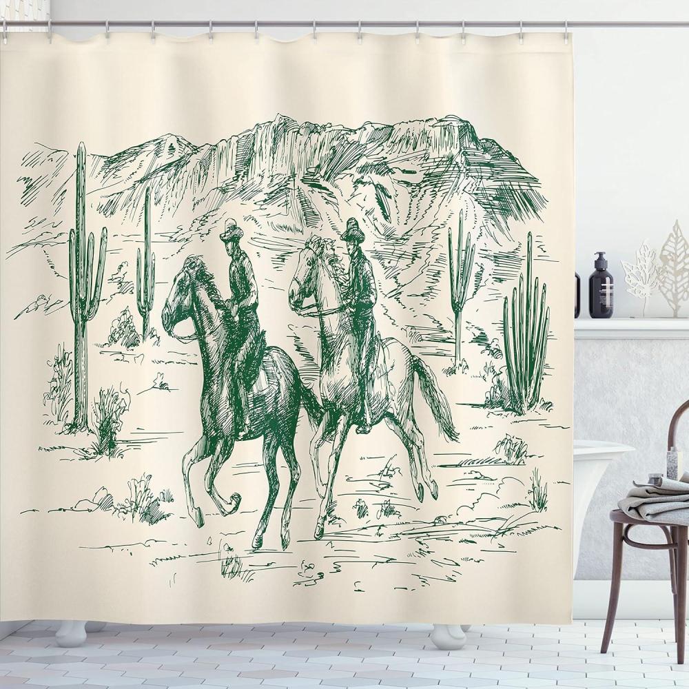 imageAmbesonne Feminine Shower Curtain Design in The Palace of The Cartoon Bathtub Cabinet Mirror Washroom Cloth Fabric Bathroom Decor Set with Hooks 69 W x 75 L Beige PinkJade Green