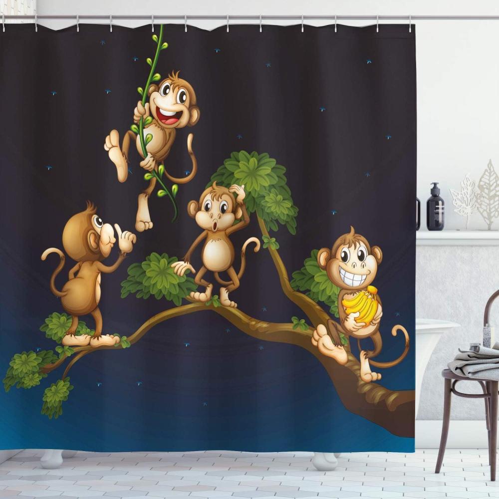 imageAmbesonne Feminine Shower Curtain Design in The Palace of The Cartoon Bathtub Cabinet Mirror Washroom Cloth Fabric Bathroom Decor Set with Hooks 69 W x 75 L Beige PinkBlue Caramel