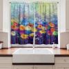 Ambesonne Cartoon Kitchen Curtains, Parachute Landscape Mountain River Clouds Palm Trees Kids Nursery Image Landscape, Window Drapes 2 Panel Set for Kitchen Cafe Decor, 55″ X 39″, Blue(Purple Mint)