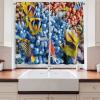 Ambesonne Cartoon Kitchen Curtains, Parachute Landscape Mountain River Clouds Palm Trees Kids Nursery Image Landscape, Window Drapes 2 Panel Set for Kitchen Cafe Decor, 55″ X 39″, Blue(Blue Yellow)