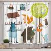 Ambesonne Cartoon Kitchen Curtains, Parachute Landscape Mountain River Clouds Palm Trees Kids Nursery Image Landscape, Window Drapes 2 Panel Set for Kitchen Cafe Decor, 55″ X 39″, Blue(Yellow Green)