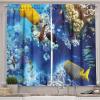Ambesonne Cartoon Kitchen Curtains, Parachute Landscape Mountain River Clouds Palm Trees Kids Nursery Image Landscape, Window Drapes 2 Panel Set for Kitchen Cafe Decor, 55″ X 39″, Blue(Turquoise Yellow)