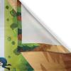 Ambesonne Cartoon Kitchen Curtains, Parachute Landscape Mountain River Clouds Palm Trees Kids Nursery Image Landscape, Window Drapes 2 Panel Set for Kitchen Cafe Decor, 55″ X 39″, Blue(Blue)