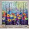 Ambesonne Cartoon Kitchen Curtains, Parachute Landscape Mountain River Clouds Palm Trees Kids Nursery Image Landscape, Window Drapes 2 Panel Set for Kitchen Cafe Decor, 55″ X 39″, Blue(Purple Mint)