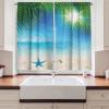 Ambesonne Cartoon Kitchen Curtains, Parachute Landscape Mountain River Clouds Palm Trees Kids Nursery Image Landscape, Window Drapes 2 Panel Set for Kitchen Cafe Decor, 55″ X 39″, Blue(Blue Green)