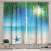 Ambesonne Cartoon Kitchen Curtains, Parachute Landscape Mountain River Clouds Palm Trees Kids Nursery Image Landscape, Window Drapes 2 Panel Set for Kitchen Cafe Decor, 55″ X 39″, Blue(Blue Green)