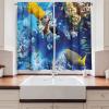 Ambesonne Cartoon Kitchen Curtains, Parachute Landscape Mountain River Clouds Palm Trees Kids Nursery Image Landscape, Window Drapes 2 Panel Set for Kitchen Cafe Decor, 55″ X 39″, Blue(Turquoise Yellow)