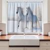 Ambesonne Cartoon Kitchen Curtains, Parachute Landscape Mountain River Clouds Palm Trees Kids Nursery Image Landscape, Window Drapes 2 Panel Set for Kitchen Cafe Decor, 55″ X 39″, Blue(Pale Blue White)