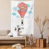 Ambesonne Cartoon Tapestry, Inspirational Words Say Yes to New Adventures Hand Drawn Hot Air Balloon, Wall Hanging for Bedroom Living Room Dorm Decor, 60″ X 80″, Mint Pink