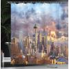 Ambesonne Feminine Shower Curtain, Design in The Palace of The Cartoon Bathtub Cabinet Mirror Washroom, Cloth Fabric Bathroom Decor Set with Hooks, 69″ W x 75″ L, Beige Pink(Blue Grey)