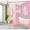 Ambesonne Feminine Shower Curtain, Design in The Palace of The Cartoon Bathtub Cabinet Mirror Washroom, Cloth Fabric Bathroom Decor Set with Hooks, 69″ W x 75″ L, Beige Pink(Beige Pink)