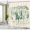 Ambesonne Feminine Shower Curtain, Design in The Palace of The Cartoon Bathtub Cabinet Mirror Washroom, Cloth Fabric Bathroom Decor Set with Hooks, 69″ W x 75″ L, Beige Pink(Jade Green)
