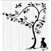 Ambesonne Feminine Shower Curtain, Design in The Palace of The Cartoon Bathtub Cabinet Mirror Washroom, Cloth Fabric Bathroom Decor Set with Hooks, 69″ W x 75″ L, Beige Pink(White and Black)