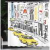 Ambesonne Feminine Shower Curtain, Design in The Palace of The Cartoon Bathtub Cabinet Mirror Washroom, Cloth Fabric Bathroom Decor Set with Hooks, 69″ W x 75″ L, Beige Pink(Charcoal Yellow)