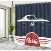 Ambesonne Feminine Shower Curtain, Design in The Palace of The Cartoon Bathtub Cabinet Mirror Washroom, Cloth Fabric Bathroom Decor Set with Hooks, 69″ W x 75″ L, Beige Pink(Dark Blue)