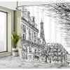 Ambesonne Feminine Shower Curtain, Design in The Palace of The Cartoon Bathtub Cabinet Mirror Washroom, Cloth Fabric Bathroom Decor Set with Hooks, 69″ W x 75″ L, Beige Pink(Black White)