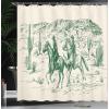 Ambesonne Feminine Shower Curtain, Design in The Palace of The Cartoon Bathtub Cabinet Mirror Washroom, Cloth Fabric Bathroom Decor Set with Hooks, 69″ W x 75″ L, Beige Pink(Jade Green)