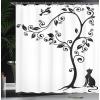 Ambesonne Feminine Shower Curtain, Design in The Palace of The Cartoon Bathtub Cabinet Mirror Washroom, Cloth Fabric Bathroom Decor Set with Hooks, 69″ W x 75″ L, Beige Pink(White and Black)