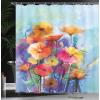 Ambesonne Feminine Shower Curtain, Design in The Palace of The Cartoon Bathtub Cabinet Mirror Washroom, Cloth Fabric Bathroom Decor Set with Hooks, 69″ W x 75″ L, Beige Pink(Blue Purple)