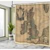 Ambesonne Feminine Shower Curtain, Design in The Palace of The Cartoon Bathtub Cabinet Mirror Washroom, Cloth Fabric Bathroom Decor Set with Hooks, 69″ W x 75″ L, Beige Pink(Brown Green)