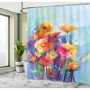 Ambesonne Feminine Shower Curtain, Design in The Palace of The Cartoon Bathtub Cabinet Mirror Washroom, Cloth Fabric Bathroom Decor Set with Hooks, 69″ W x 75″ L, Beige Pink(Blue Purple)