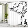 Ambesonne Feminine Shower Curtain, Design in The Palace of The Cartoon Bathtub Cabinet Mirror Washroom, Cloth Fabric Bathroom Decor Set with Hooks, 69″ W x 75″ L, Beige Pink(White and Black)