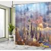 Ambesonne Feminine Shower Curtain, Design in The Palace of The Cartoon Bathtub Cabinet Mirror Washroom, Cloth Fabric Bathroom Decor Set with Hooks, 69″ W x 75″ L, Beige Pink(Blue Grey)