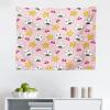 Ambesonne Anime Tapestry, Happy Crying Cartoon Rice Balls Cherries Stars Pattern on Stripes Art, Fabric Wall Hanging Decor for Bedroom Living Room Dorm, 28″ X 23″, Pink Yellow and White(Pink Yellow and White)