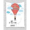 Ambesonne Cartoon Tapestry, Inspirational Words Say Yes to New Adventures Hand Drawn Hot Air Balloon, Wall Hanging for Bedroom Living Room Dorm Decor, 60″ X 80″, Mint Pink