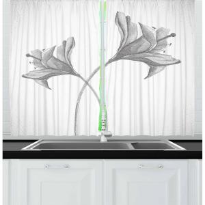 Ambesonne Cartoon Kitchen Curtains, Parachute Landscape Mountain River Clouds Palm Trees Kids Nursery Image Landscape, Window Drapes 2 Panel Set for Kitchen Cafe Decor, 55″ X 39″, Blue(Dimgrey)