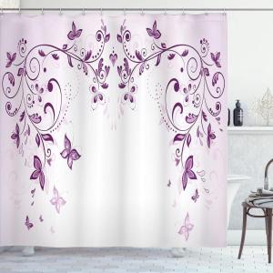 Ambesonne Feminine Shower Curtain, Design in The Palace of The Cartoon Bathtub Cabinet Mirror Washroom, Cloth Fabric Bathroom Decor Set with Hooks, 69″ W x 75″ L, Beige Pink(Violet)