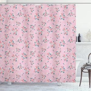 Ambesonne Feminine Shower Curtain, Design in The Palace of The Cartoon Bathtub Cabinet Mirror Washroom, Cloth Fabric Bathroom Decor Set with Hooks, 69″ W x 75″ L, Beige Pink(Pale Pink)