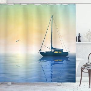Ambesonne Feminine Shower Curtain, Design in The Palace of The Cartoon Bathtub Cabinet Mirror Washroom, Cloth Fabric Bathroom Decor Set with Hooks, 69″ W x 75″ L, Beige Pink(Pale Yellow Violet Blue)