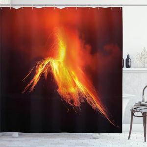 Ambesonne Feminine Shower Curtain, Design in The Palace of The Cartoon Bathtub Cabinet Mirror Washroom, Cloth Fabric Bathroom Decor Set with Hooks, 69″ W x 75″ L, Beige Pink(Orange Yellow)