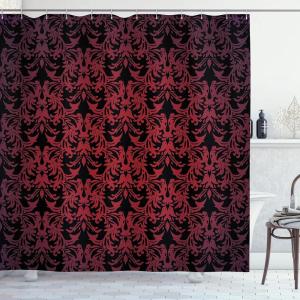 Ambesonne Feminine Shower Curtain, Design in The Palace of The Cartoon Bathtub Cabinet Mirror Washroom, Cloth Fabric Bathroom Decor Set with Hooks, 69″ W x 75″ L, Beige Pink(Burgundy Vermilion)