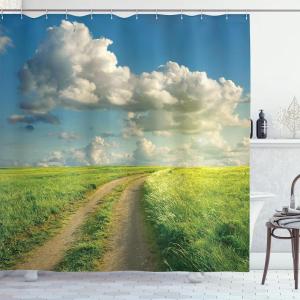 Ambesonne Feminine Shower Curtain, Design in The Palace of The Cartoon Bathtub Cabinet Mirror Washroom, Cloth Fabric Bathroom Decor Set with Hooks, 69″ W x 75″ L, Beige Pink(Lime Green)