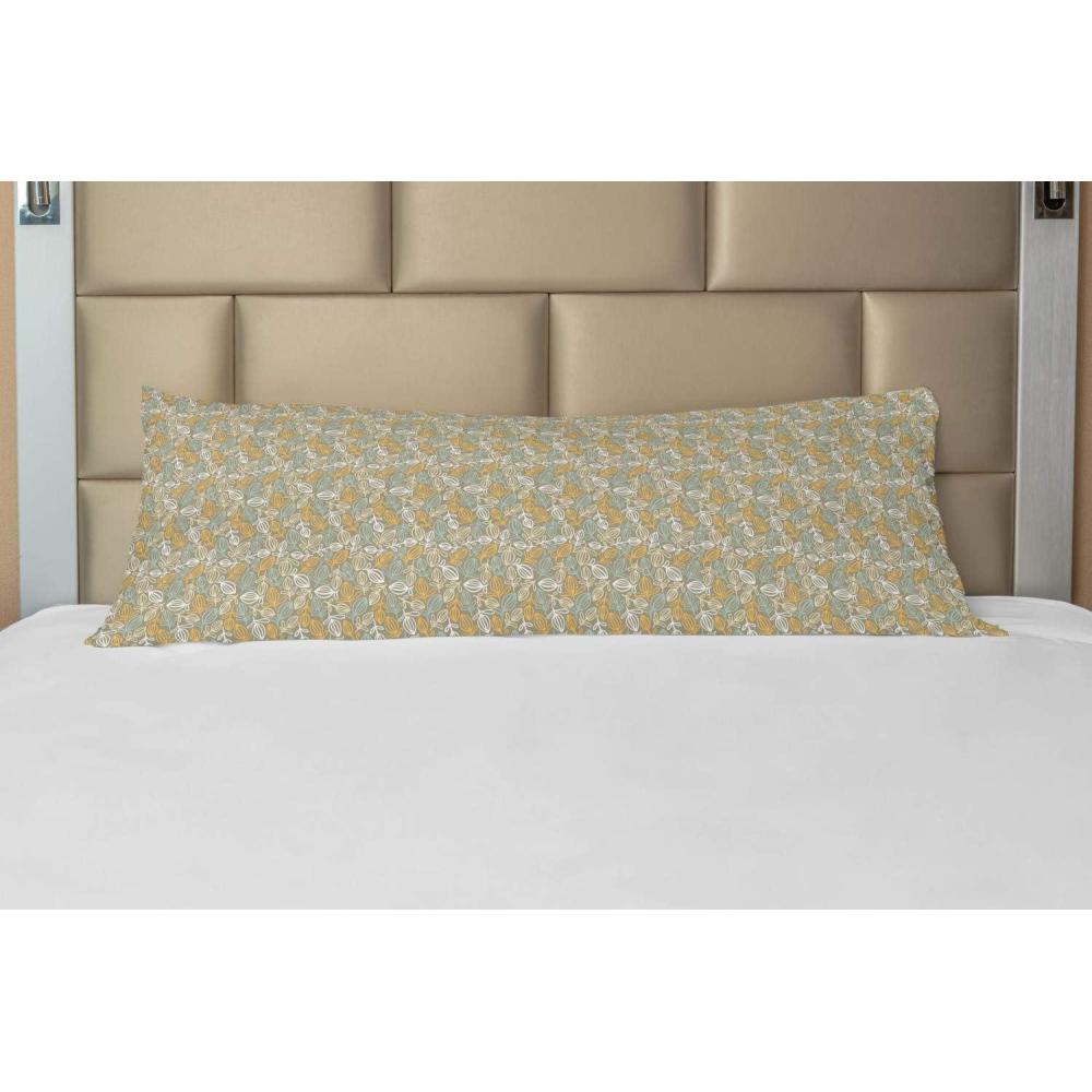 imageAmbesonne Neutral Color Body Pillow Case Cover with Zipper Vintage Style Blossom Leaves Pattern Mother Nature Petals Beauty Decorative Accent Long Pillowcase 21 x 54 Umber and Multicolor