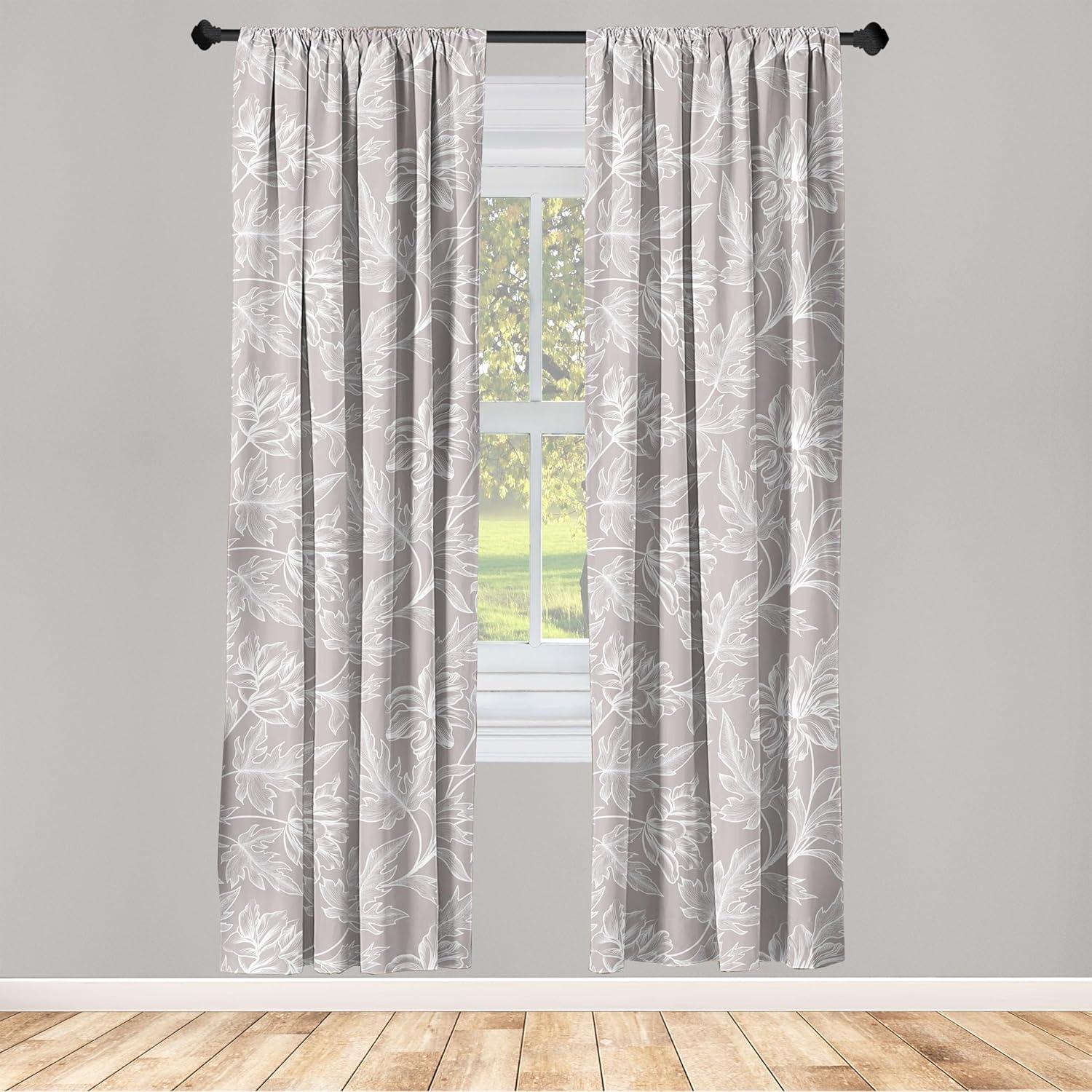 imageAmbesonne Bohemian Blooms Curtains Romantic Aura Pattern of Floral Boho with Neutral Leaves Print Window Treatments 2 Panel Set for Living Room Bedroom Pair of 28 x 95 Pale Pink Lavender BlueTaupe Grey and White
