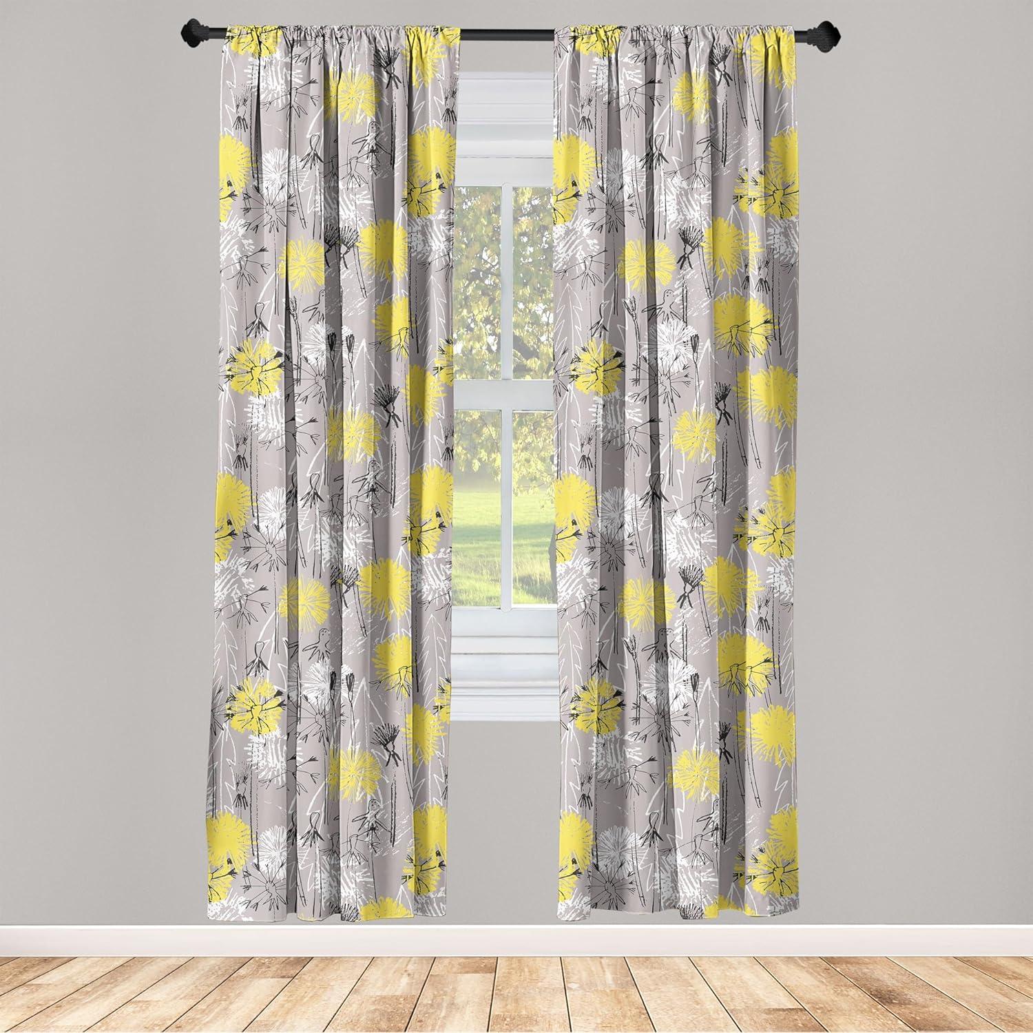 imageAmbesonne Bohemian Blooms Curtains Romantic Aura Pattern of Floral Boho with Neutral Leaves Print Window Treatments 2 Panel Set for Living Room Bedroom Pair of 28 x 95 Pale Pink Lavender BlueTaupe Grey White Yellow
