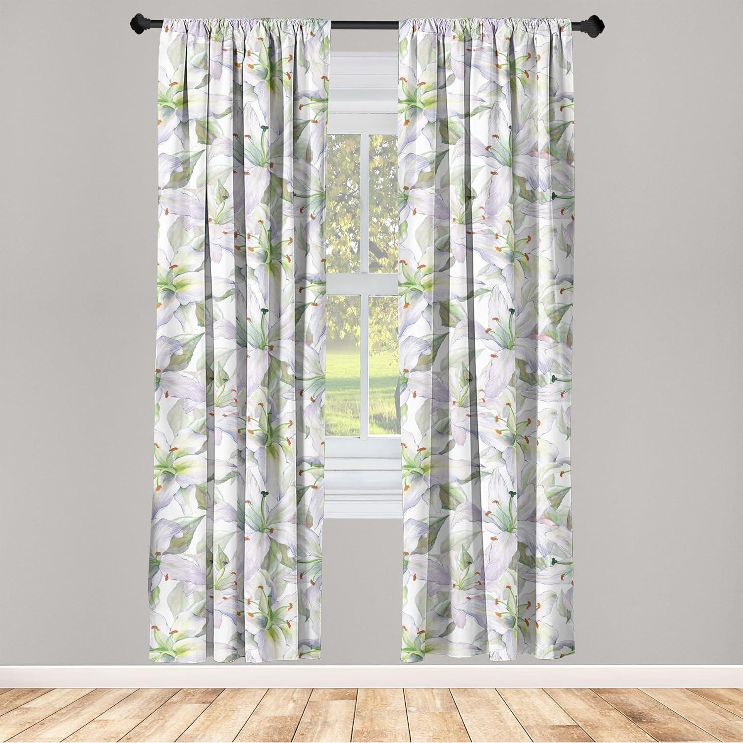 imageAmbesonne Bohemian Blooms Curtains Romantic Aura Pattern of Floral Boho with Neutral Leaves Print Window Treatments 2 Panel Set for Living Room Bedroom Pair of 28 x 95 Pale Pink Lavender BluePastel Purple Lime Green