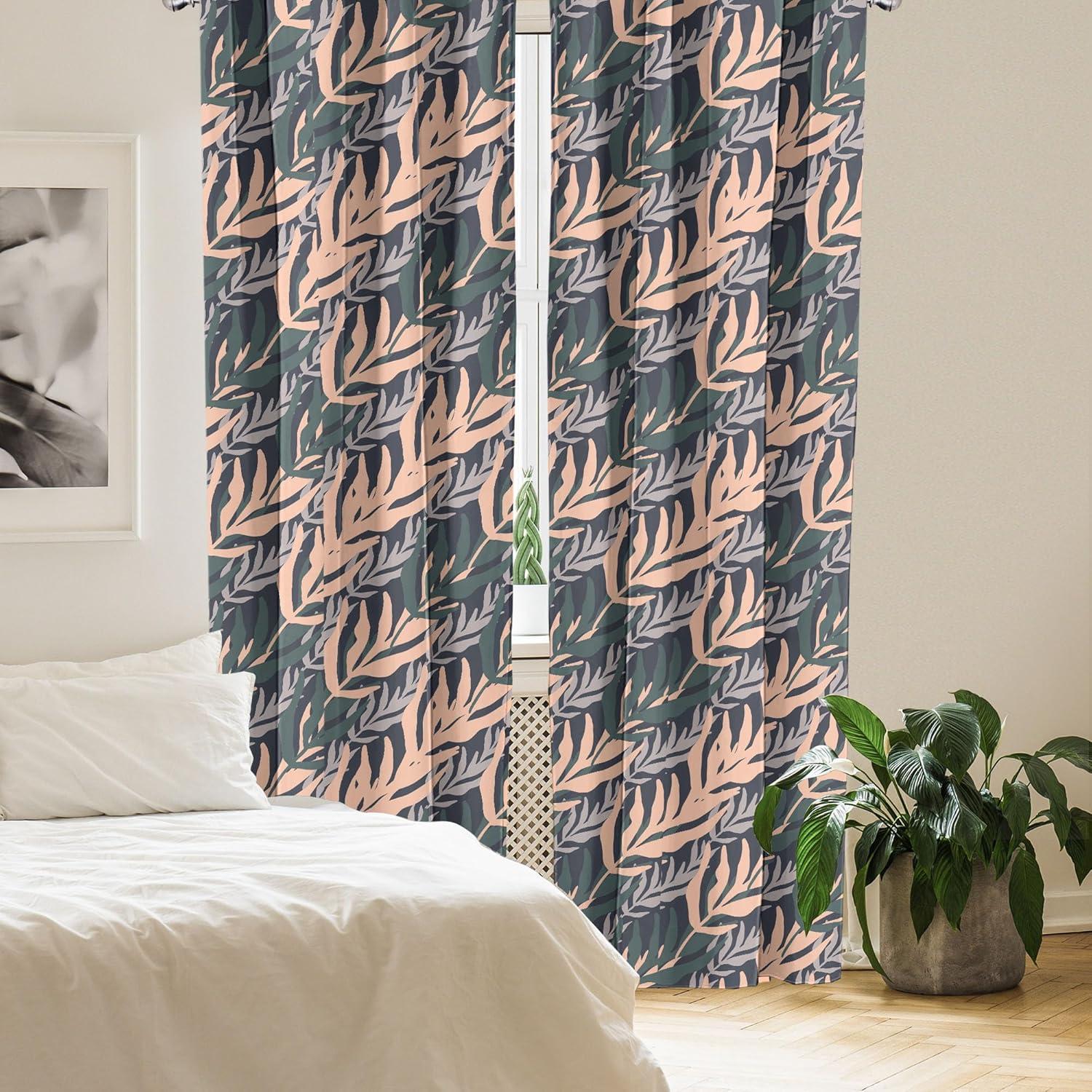 imageAmbesonne Bohemian Blooms Curtains Romantic Aura Pattern of Floral Boho with Neutral Leaves Print Window Treatments 2 Panel Set for Living Room Bedroom Pair of 28 x 95 Pale Pink Lavender BluePeach Hunter Green Grey