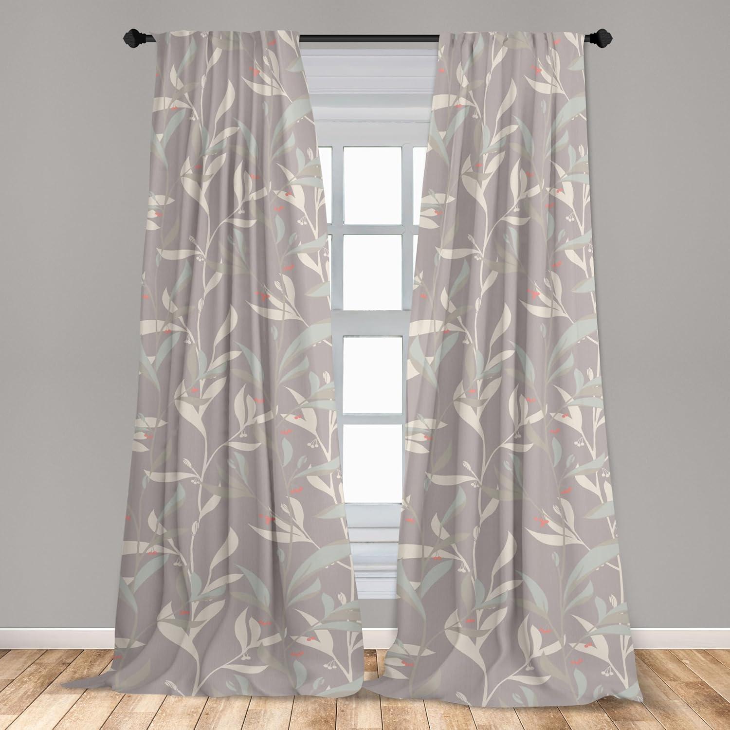 imageAmbesonne Bohemian Blooms Curtains Romantic Aura Pattern of Floral Boho with Neutral Leaves Print Window Treatments 2 Panel Set for Living Room Bedroom Pair of 28 x 95 Pale Pink Lavender BluePale Mauve and Pale Seafoam